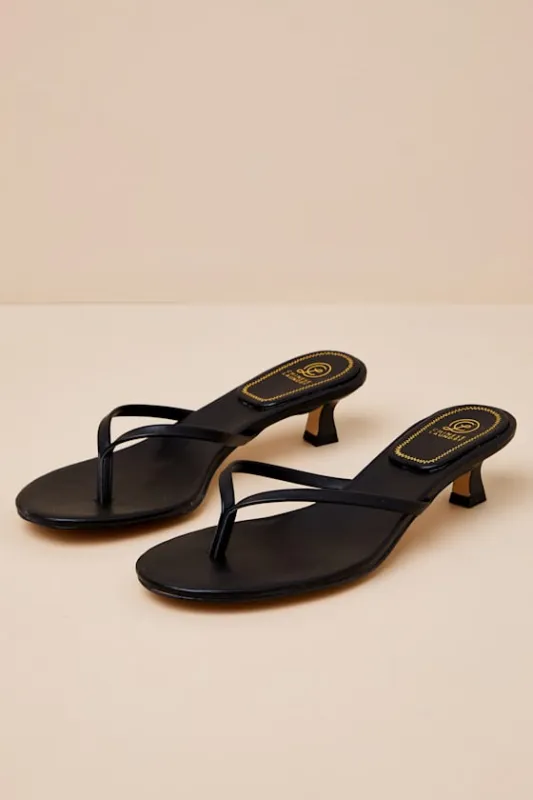 Brissa Black Kitten Heel Thong Sandals sold by Lulus
