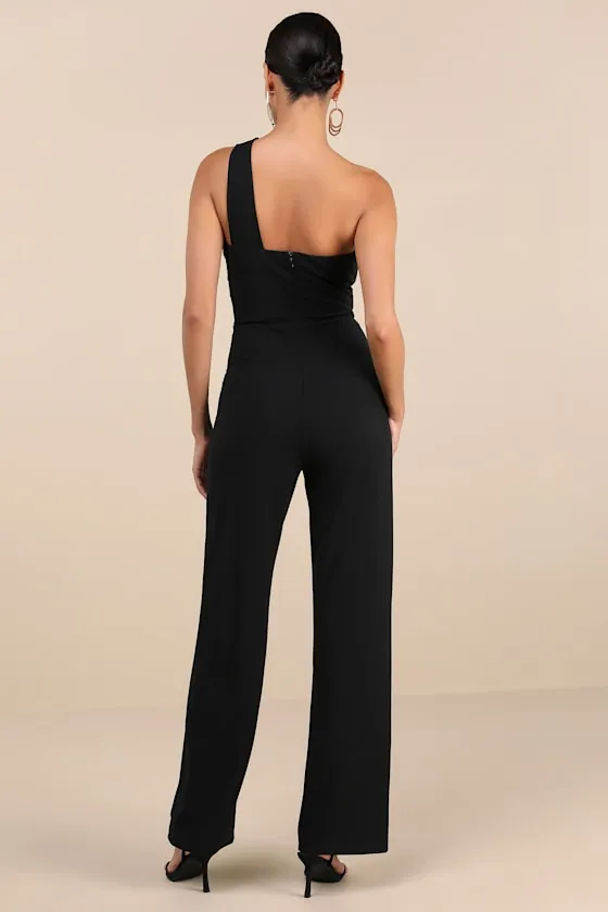 Devoted to Fun Black One-Shoulder Sleeveless Jumpsuit sold by Lulus product image thumbnail 2
