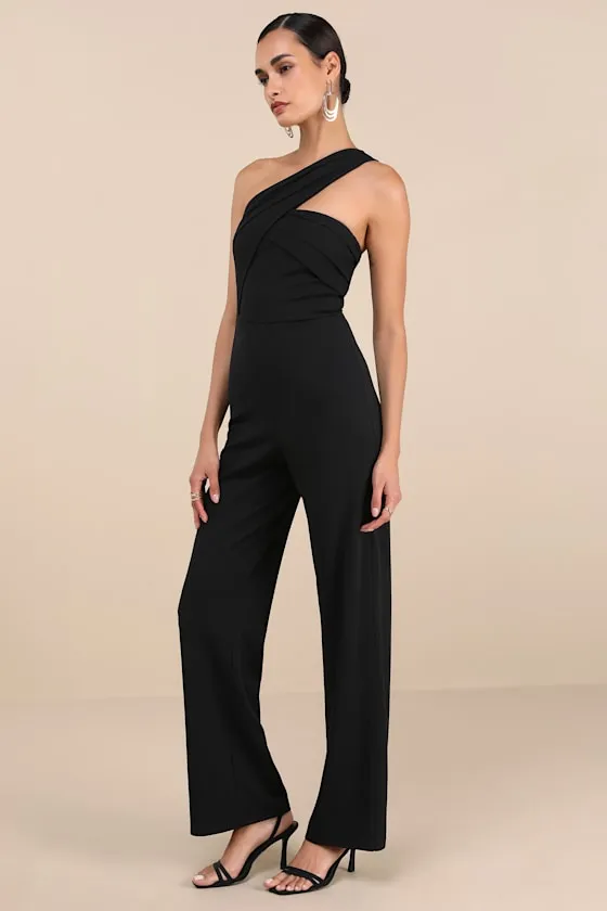 Devoted to Fun Black One-Shoulder Sleeveless Jumpsuit sold by Lulus product image thumbnail 3