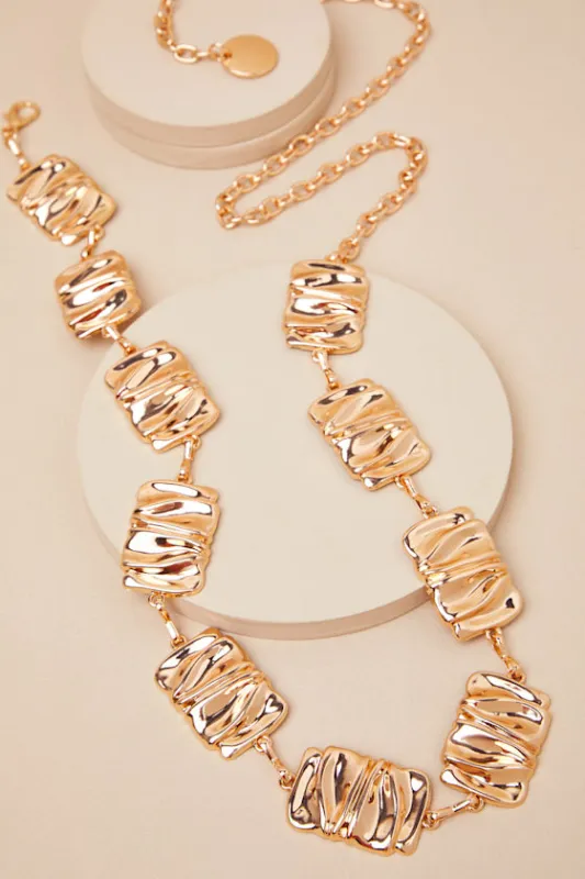 Avalai Gold Textured Chunky Metal Belt sold by Lulus