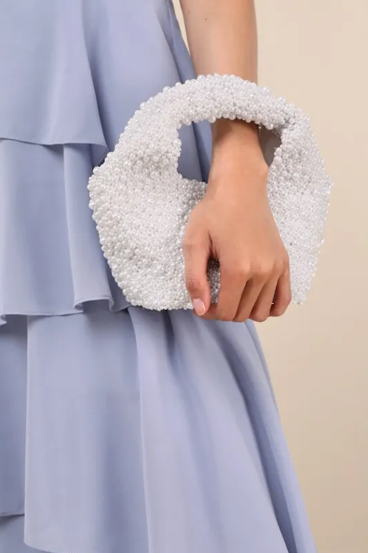 Kinsley White Beaded Handle Bag sold by Lulus