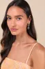 Upscale Delight Gold Twisted Chunky Rhinestone Charm Earrings sold by Lulus