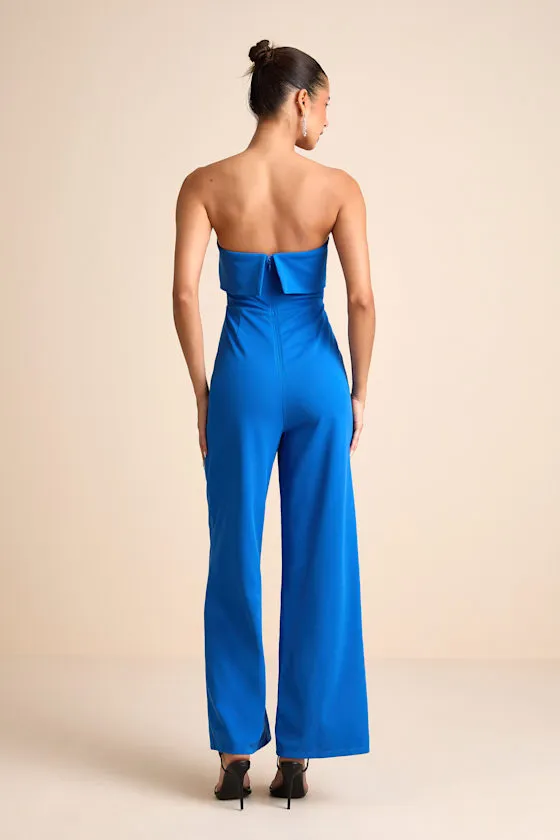 Carmo Blue Strapless Straight Leg Jumpsuit sold by Lulus product image thumbnail 3