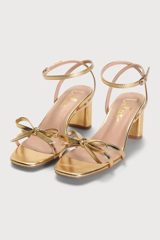 Rezzy Gold Bow Ankle Strap High Heel Sandals sold by Lulus product image thumbnail 2