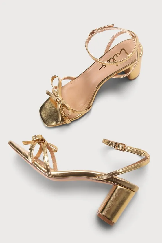 Rezzy Gold Bow Ankle Strap High Heel Sandals sold by Lulus product image thumbnail 3