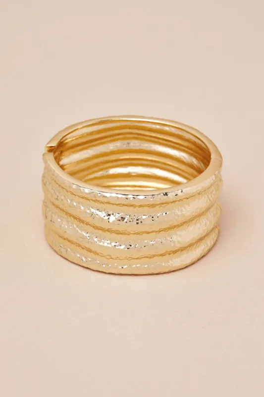 Effie Gold Hammered Cuff Bracelet sold by Lulus