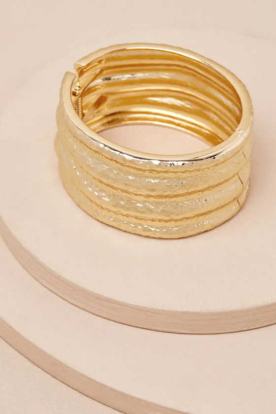 Effie Gold Hammered Cuff Bracelet sold by Lulus product image thumbnail 2