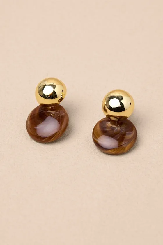 Sybil 14KT Gold Stone Stud Earrings sold by Lulus product image thumbnail 3