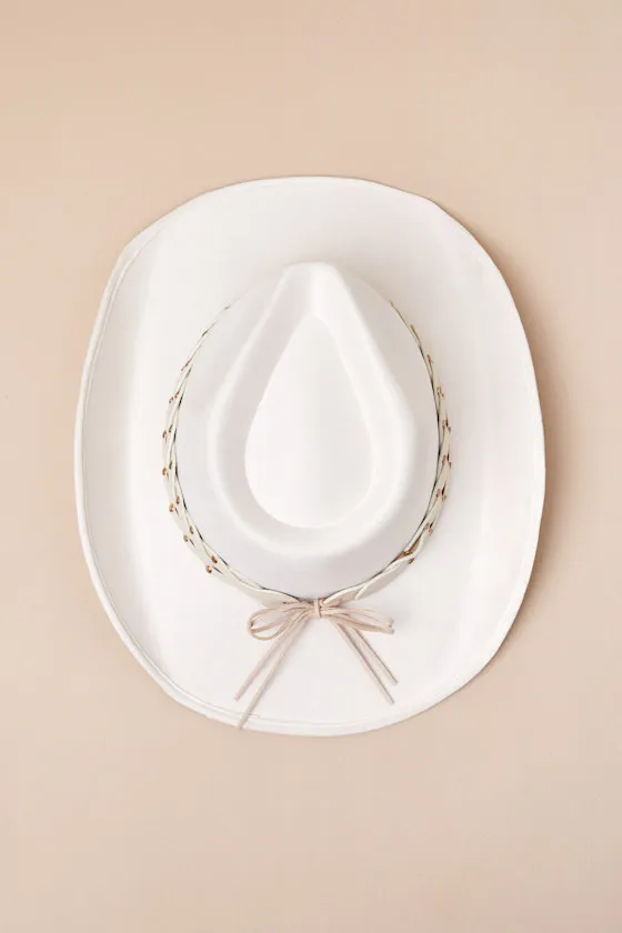 Cherice Ivory Braided Studded Cowboy Hat sold by Lulus product image thumbnail 3
