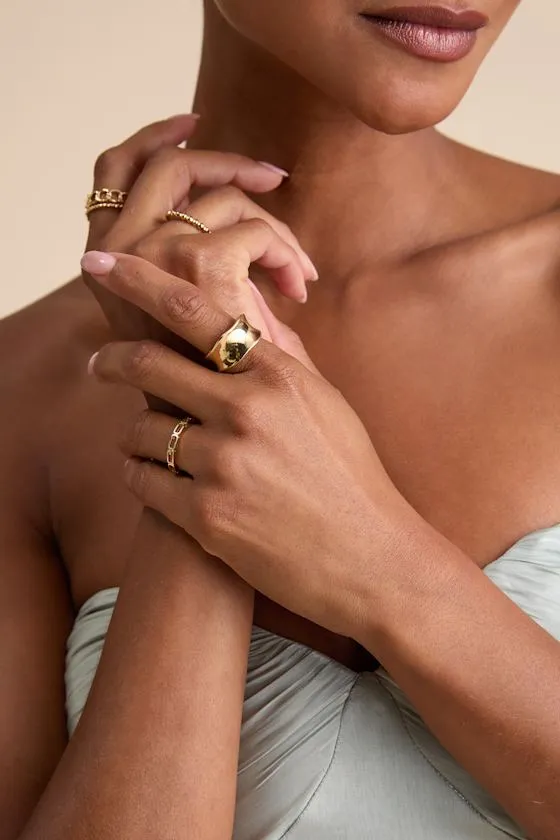 Matalie Gold Four-Piece Ring Set sold by Lulus