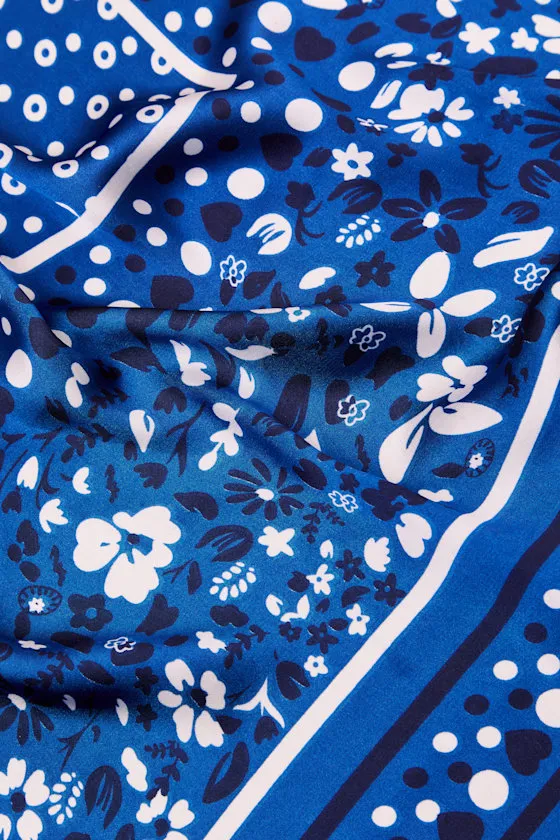 Landa Blue Floral Bandana Satin Scarf sold by Lulus product image thumbnail 3