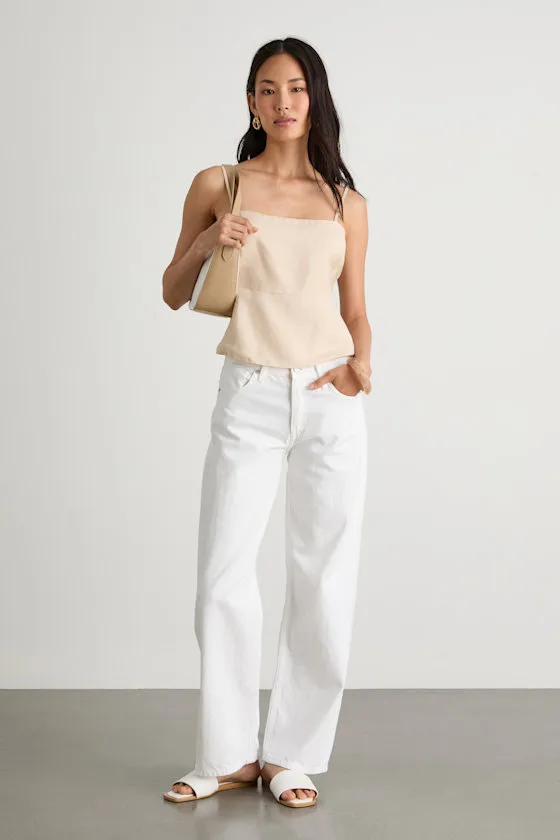 Wyrnn Beige Linen Tie-Back Tank Top sold by Lulus product image thumbnail 3