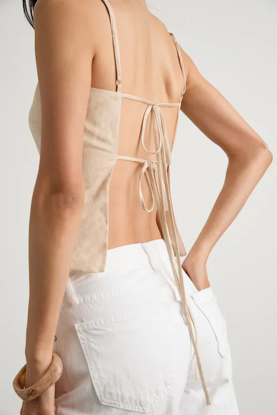 Wyrnn Beige Linen Tie-Back Tank Top sold by Lulus product image thumbnail 4