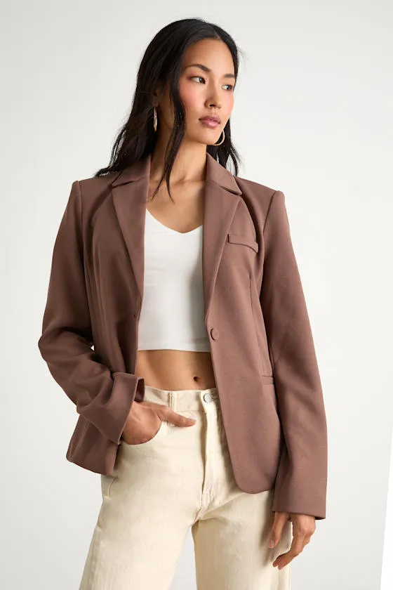 Hartlyn Brown Fitted Blazer sold by Lulus