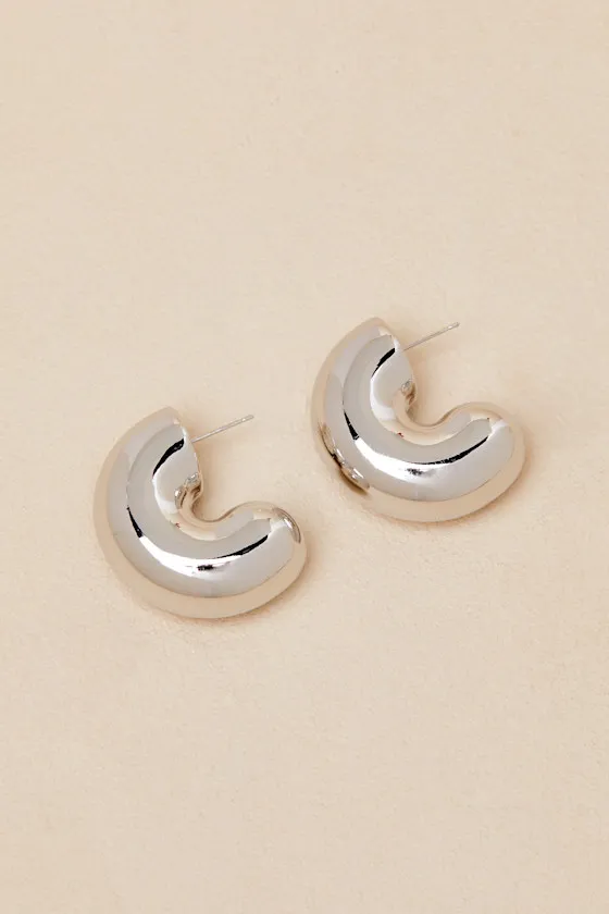 Rana 14KT White Gold Chunky Hoop Earrings sold by Lulus product image thumbnail 2