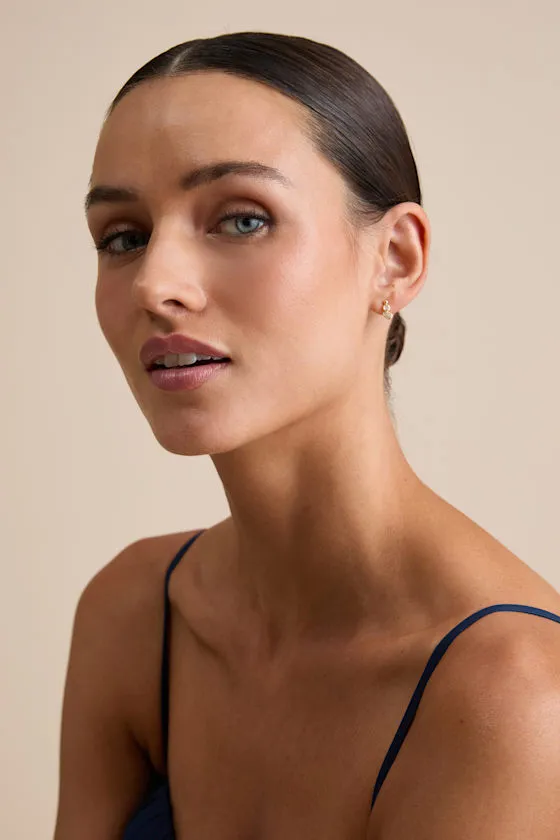 Julia Gold Rhinestone Stud Earrings sold by Lulus product image thumbnail 2