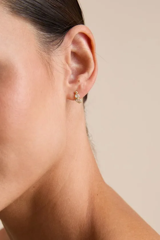 Julia Gold Rhinestone Stud Earrings sold by Lulus product image thumbnail 4