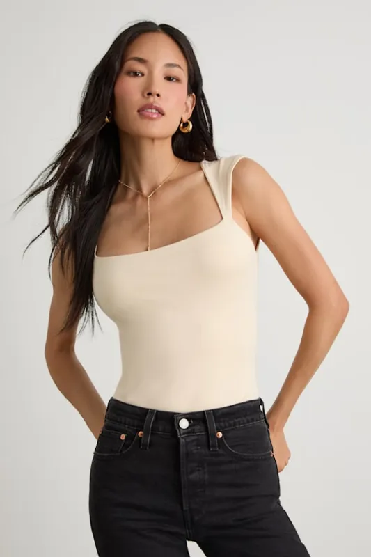 Brayden Light Yellow Square Neck Bodysuit sold by Lulus