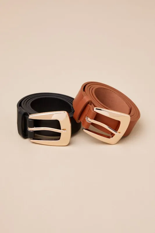 Eveleen Black and Brown Belt Set sold by Lulus