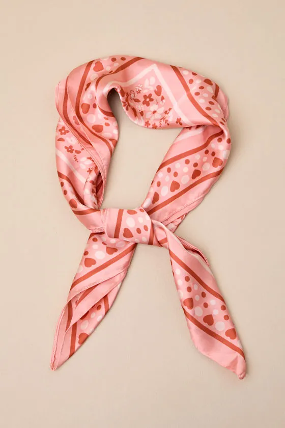 Landa Pink Floral Bandana Satin Scarf sold by Lulus