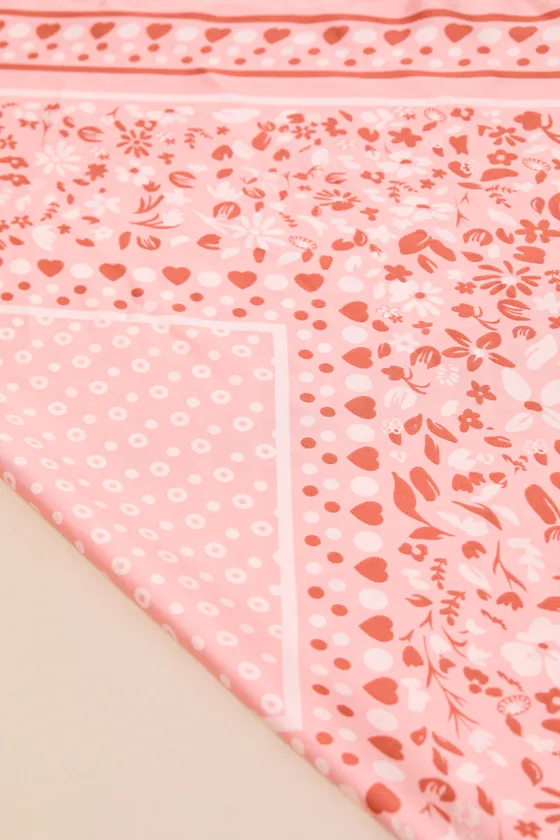 Landa Pink Floral Bandana Satin Scarf sold by Lulus product image thumbnail 2