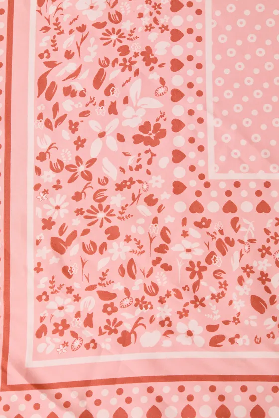Landa Pink Floral Bandana Satin Scarf sold by Lulus product image thumbnail 3