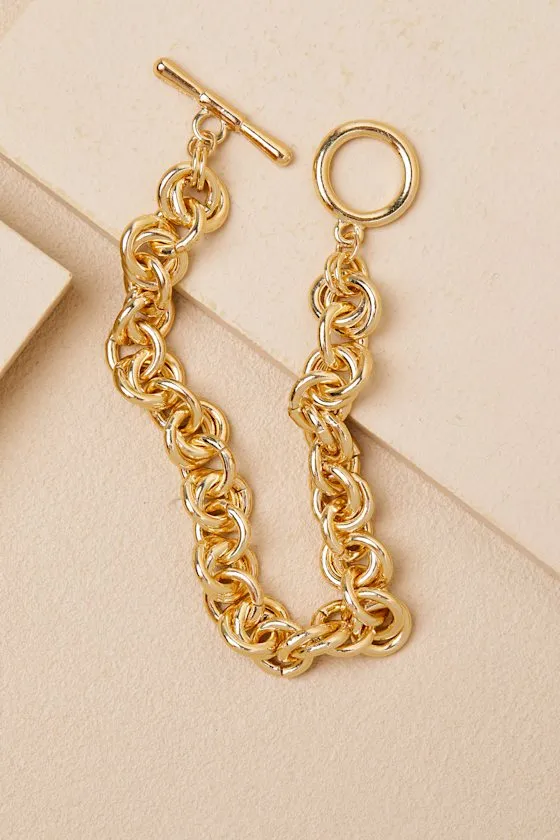 Keeko Gold Chain Toggle Bracelet sold by Lulus product image thumbnail 2