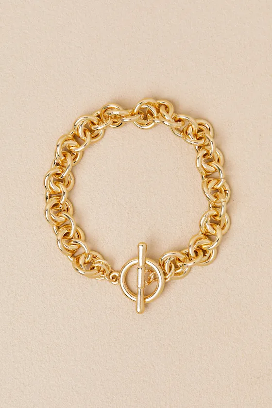 Keeko Gold Chain Toggle Bracelet sold by Lulus product image thumbnail 3