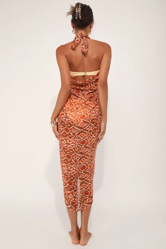 Sunshine Sensation Brown and Orange Boho Swim Cover-Up Sarong sold by Lulus product image thumbnail 3