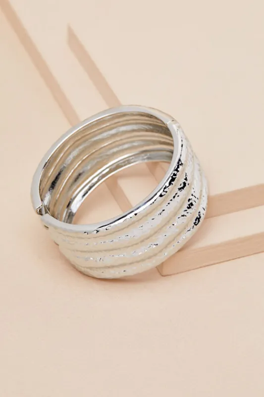 Effie Silver Hammered Cuff Bracelet sold by Lulus