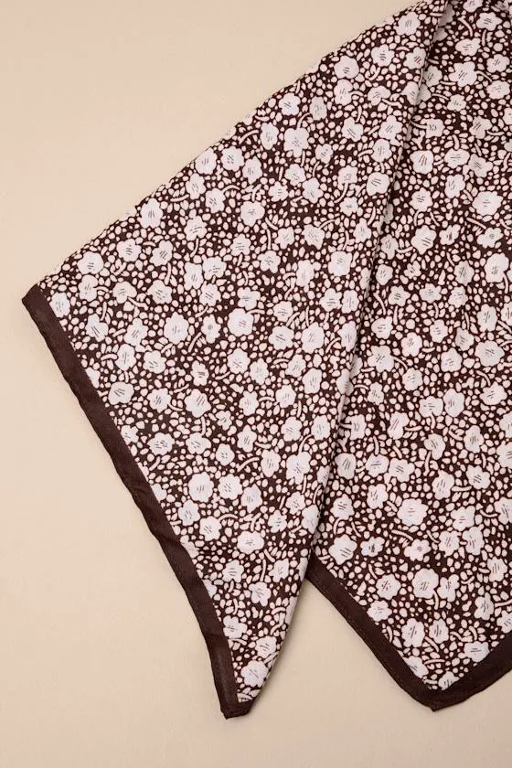 Winslie Dark Brown and Ivory Ditsy Floral Satin Scarf sold by Lulus product image thumbnail 2