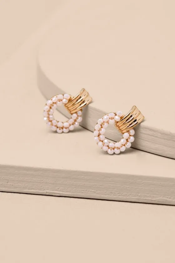 Lavine Gold Beaded Doorknocker Earrings sold by Lulus product image thumbnail 2