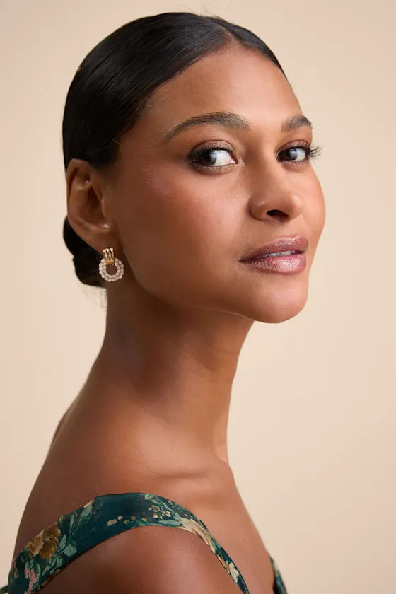 Lavine Gold Beaded Doorknocker Earrings sold by Lulus product image thumbnail 3