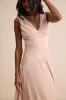 Renee Blush Satin Plisse V-Neck Maxi Dress sold by Lulus