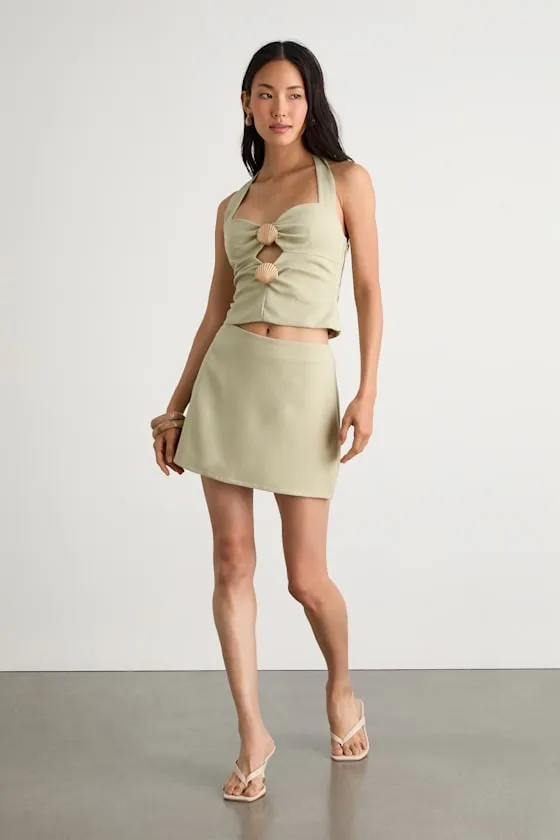 Wyona Light Sage Green High-Rise Mini Skirt sold by Lulus product image thumbnail 4