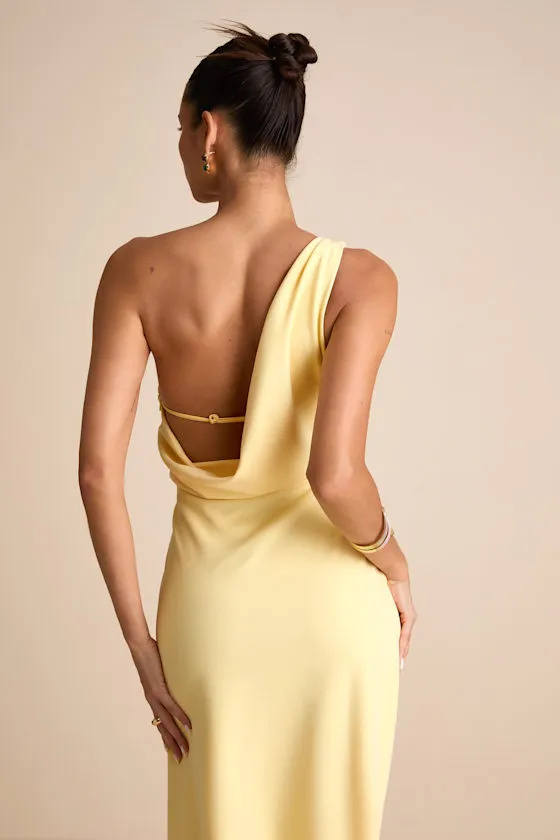 Maevyn Light Yellow Cowl Back Column Maxi Dress sold by Lulus product image thumbnail 2