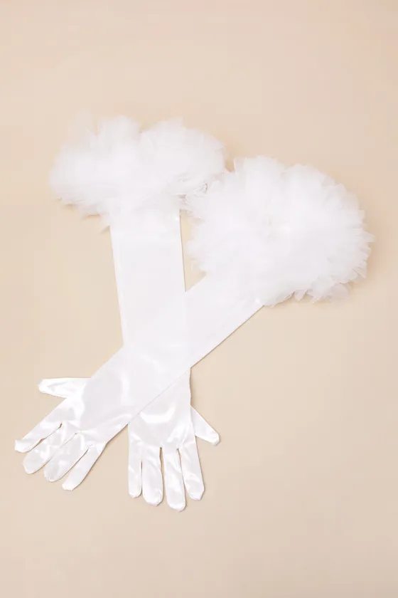 Alasdair White Satin Ruffled Elbow-Length Gloves sold by Lulus product image thumbnail 2