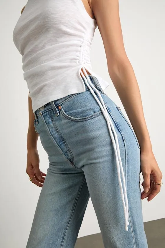 Anika White Burnout Ruched Tank Top sold by Lulus product image thumbnail 2