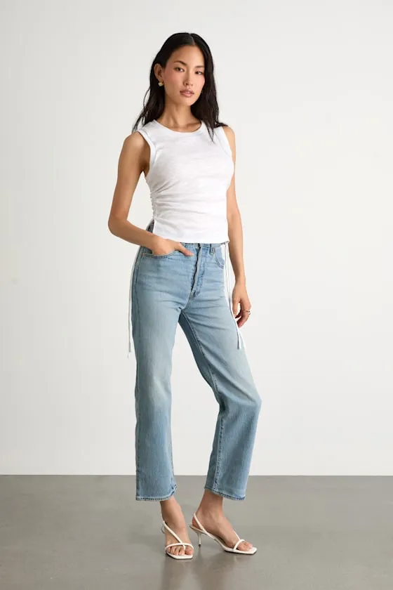 Anika White Burnout Ruched Tank Top sold by Lulus product image thumbnail 4