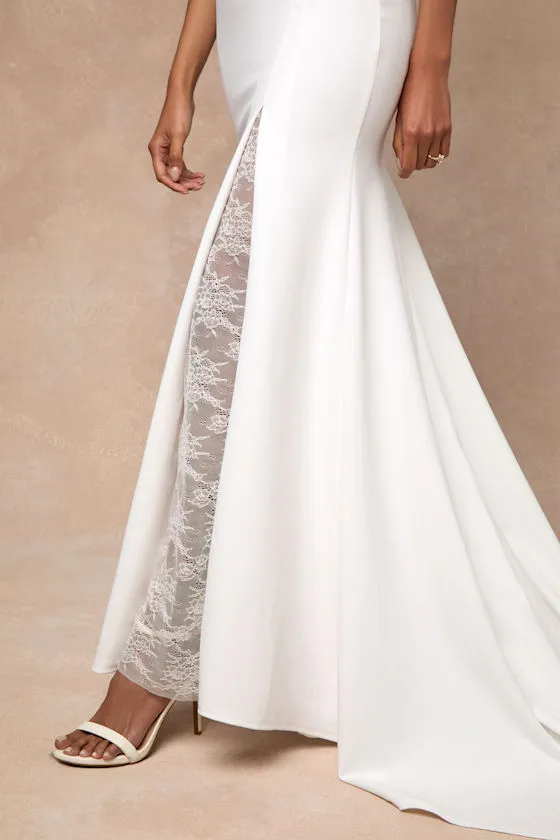 Esmeralda White Lace Mermaid Maxi Dress sold by Lulus product image thumbnail 2