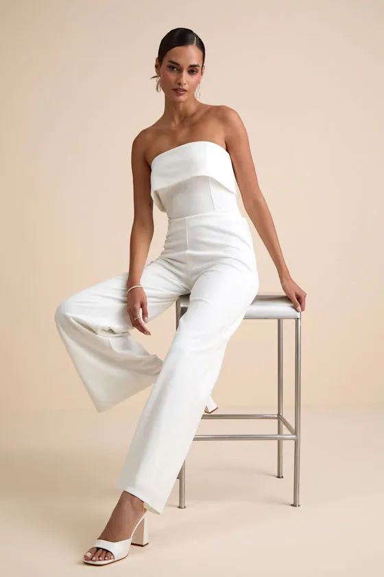 Carmo White Strapless Straight Leg Jumpsuit sold by Lulus product image thumbnail 2