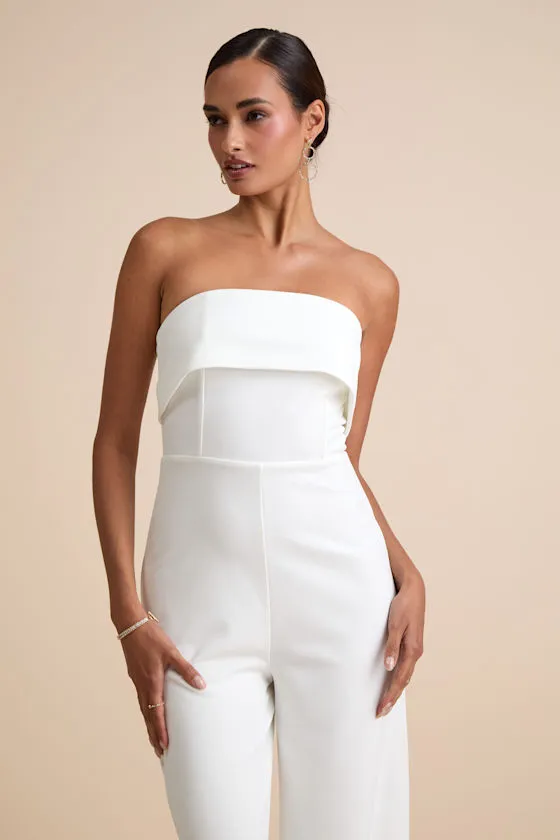 Carmo White Strapless Straight Leg Jumpsuit sold by Lulus product image thumbnail 3