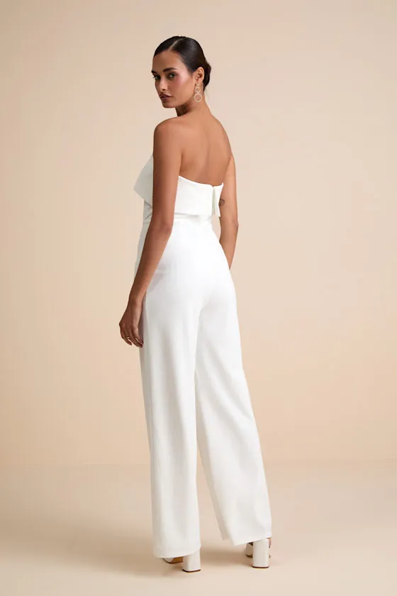 Carmo White Strapless Straight Leg Jumpsuit sold by Lulus product image thumbnail 4