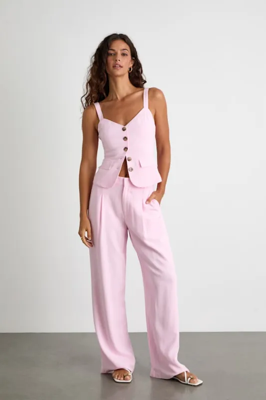 Tawny Light Pink Mid-Rise Straight Leg Pants sold by Lulus