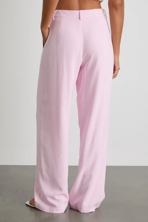 Tawny Light Pink Mid-Rise Straight Leg Pants sold by Lulus product image thumbnail 3