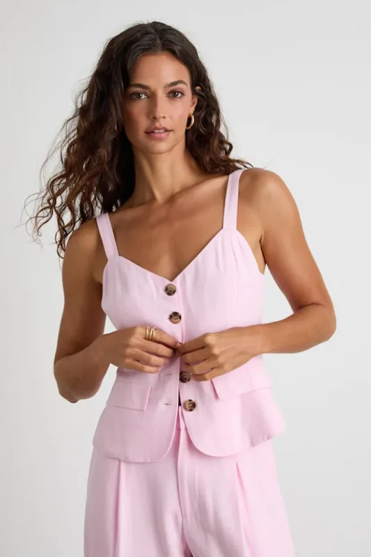 Tawny Light Pink Button-Up Vest Top sold by Lulus