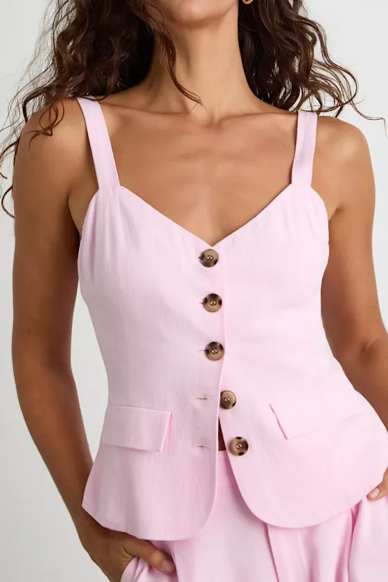 Tawny Light Pink Button-Up Vest Top sold by Lulus product image thumbnail 2
