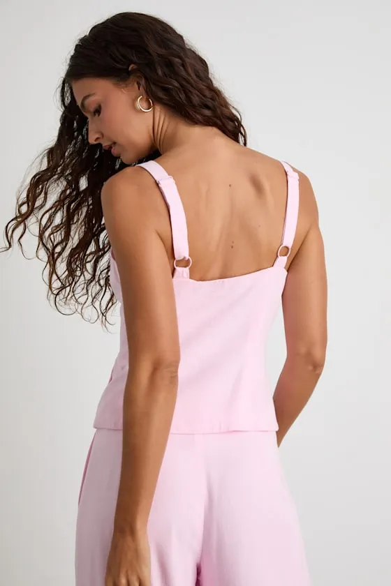 Tawny Light Pink Button-Up Vest Top sold by Lulus product image thumbnail 3