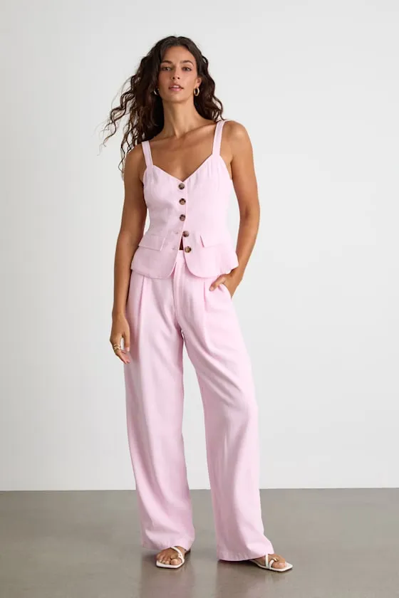 Tawny Light Pink Button-Up Vest Top sold by Lulus product image thumbnail 4