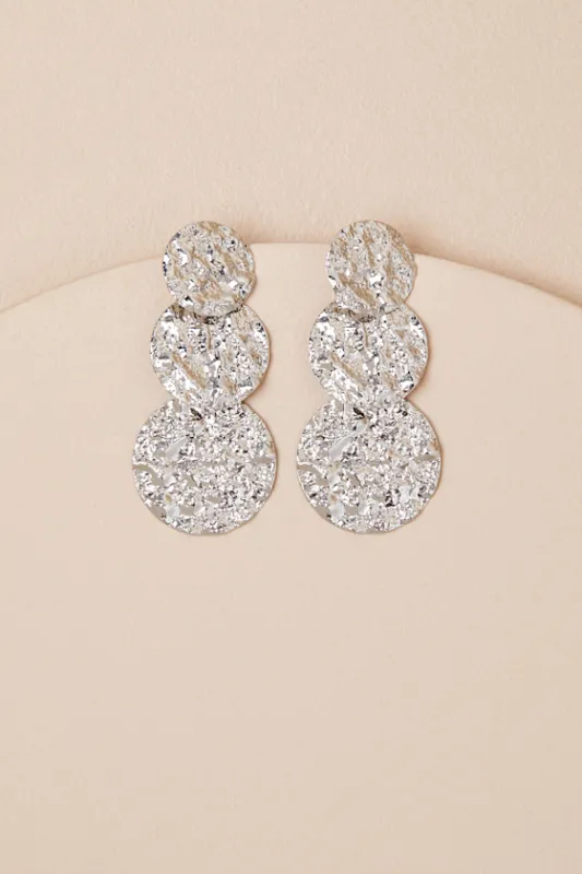 Ashton Silver Hammered Statement Earrings sold by Lulus